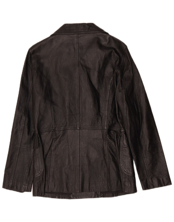 Vintage dame dobbeltradet læderjakke UK 8 Small Black Classic
