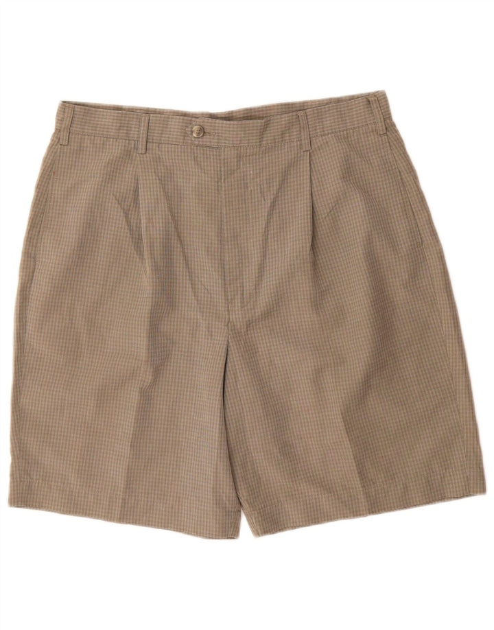 Marks & Spencer Mens Chino Shorts W36 Large Green Check Polyester