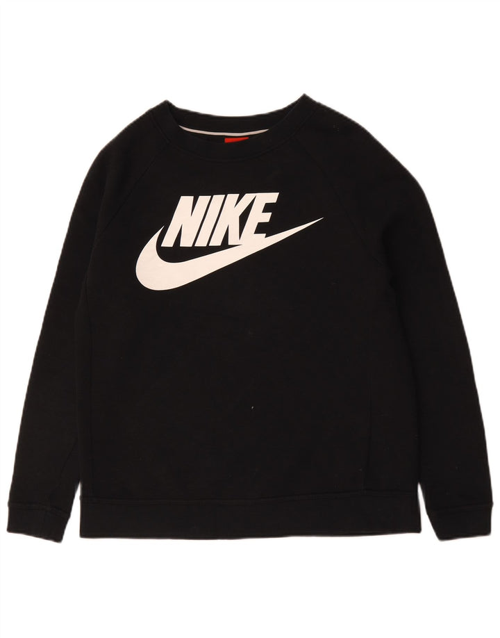 Nike Womens Graphic Oversized Sweatshirt Jumper UK 10 Small Black Cotton