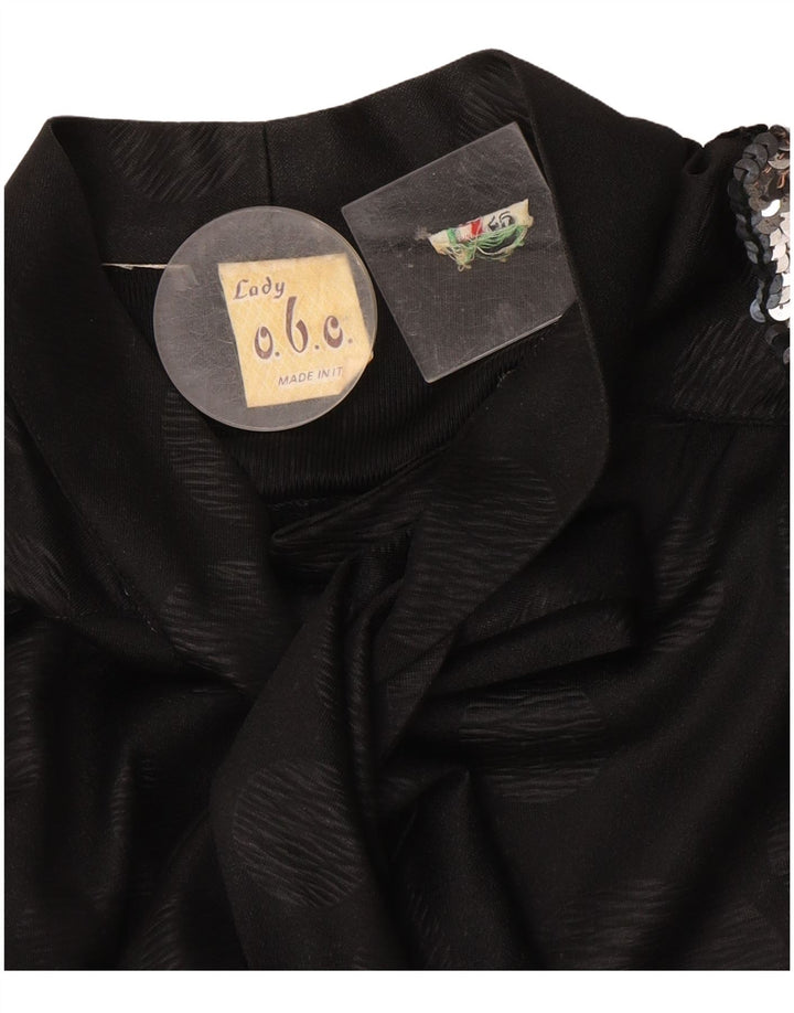 Vintage Womens Front Tie Shirt Blouse IT 46 Large Black Polka Dot