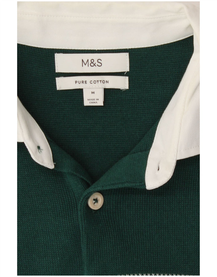 Marks & Spencer Mens Polo Neck Jumper Sweater Medium Green Colourblock