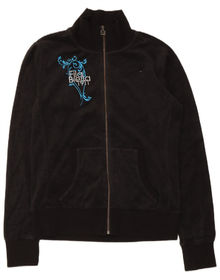 Fila Veste de survêtement graphique pour femme UK 12 Coton noir moyen