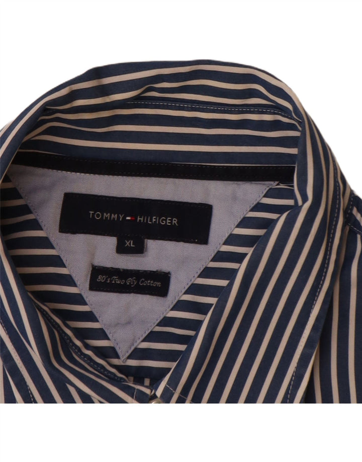 TOMMY HILFIGER Mens Shirt XL Navy Blue Striped