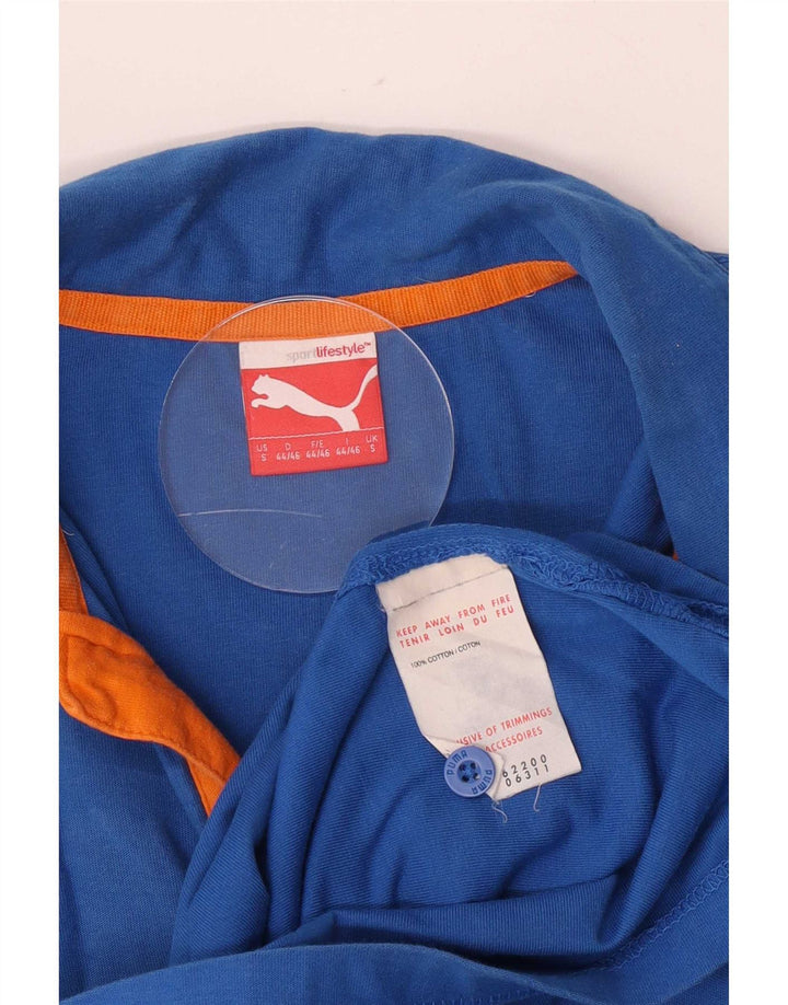 Polo Puma da uomo piccola in cotone blu