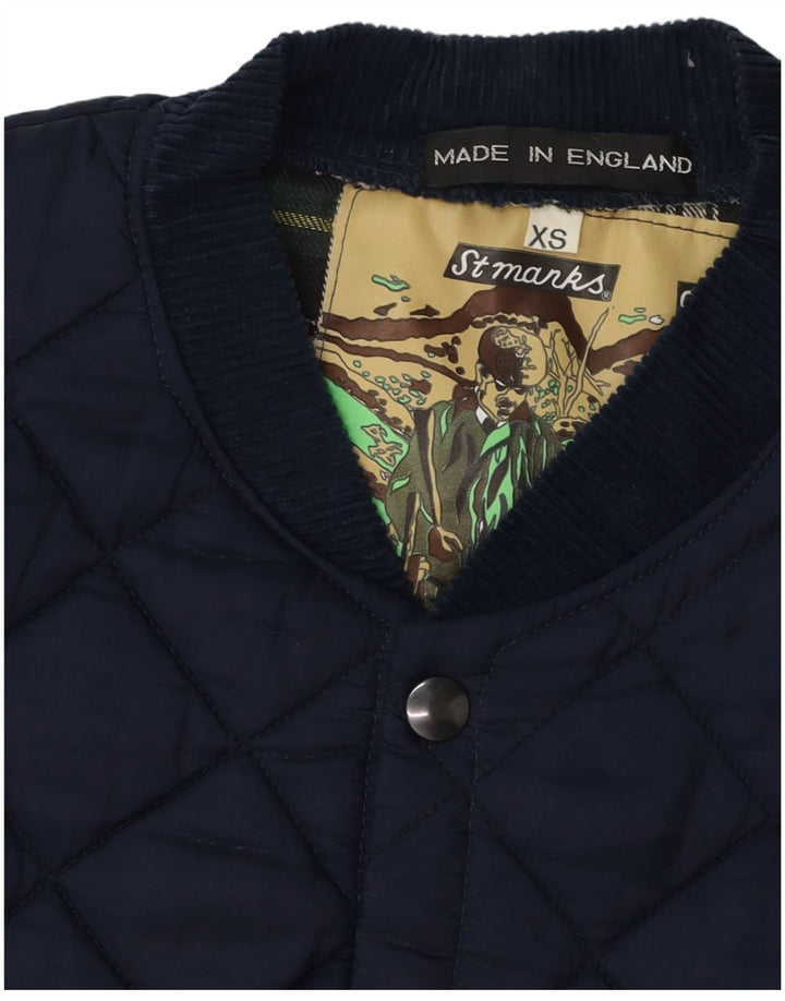 VINTAGE Mens Quilted Jacket UK 34 XS Navy Blue