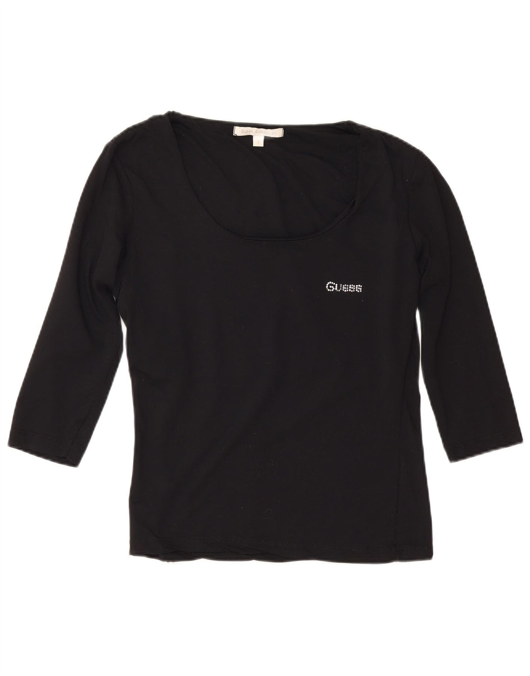Guess Damen-Top mit 3/4-Ärmeln, Größe 3 XS, Schwarz