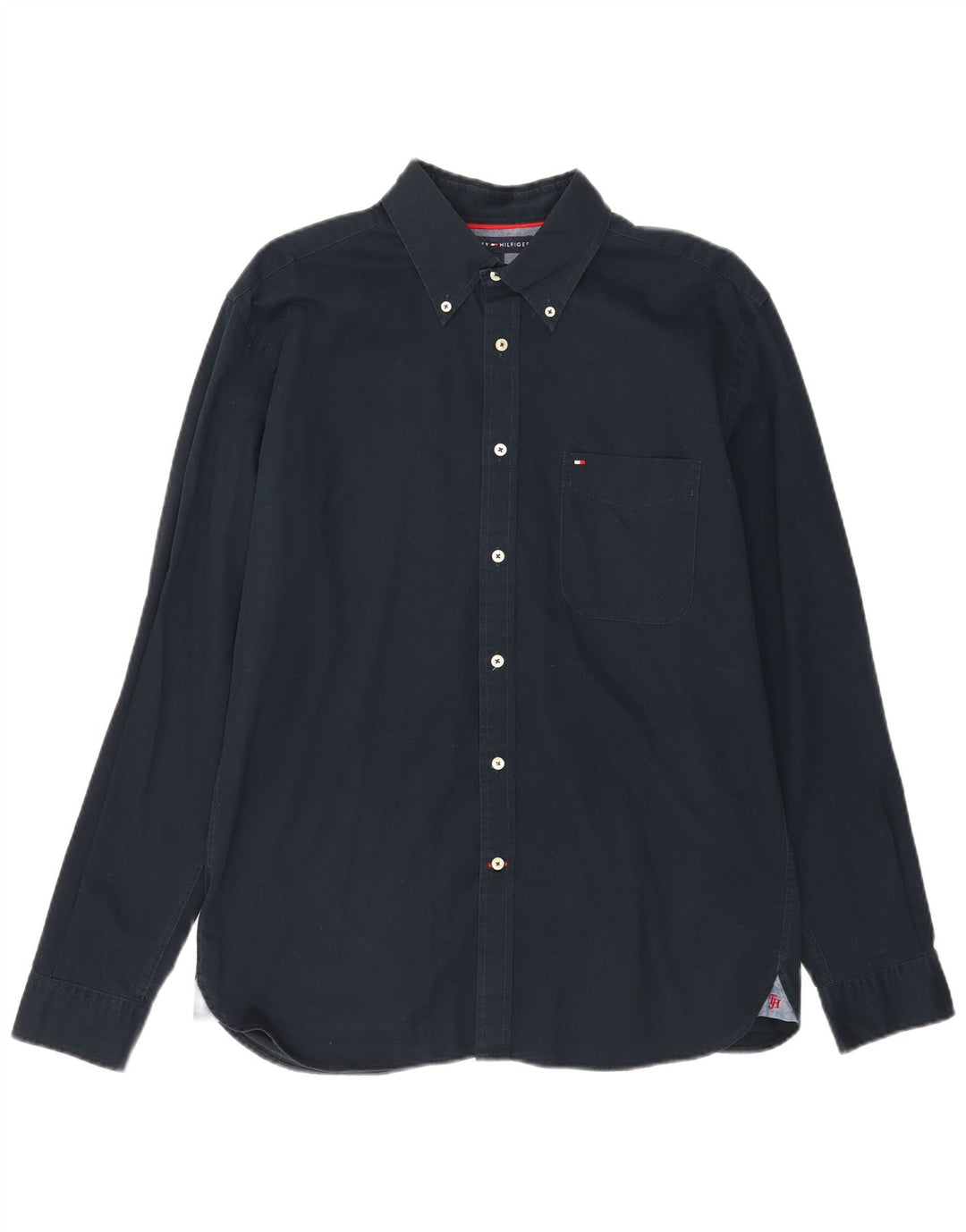 TOMMY HILFIGER Mens Shirt Large Navy Blue Cotton