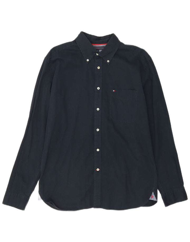 TOMMY HILFIGER Mens Shirt Large Navy Blue Cotton