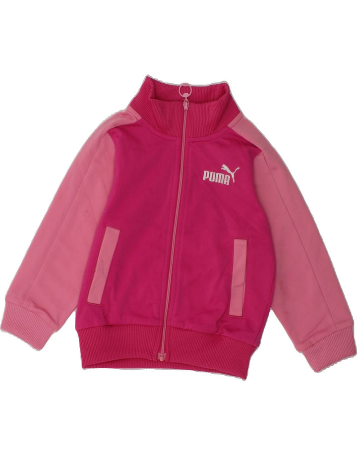 PUMA Baby Boys Graphic Tracksuit Top Jacket 9-12 Months Pink Colourblock | Vintage Puma | Thrift | Second-Hand Puma | Used Clothing | Messina Hembry 