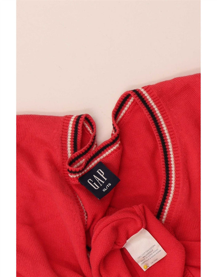 Gap Mens V-Neck Jumper Sweater XL Red Cotton