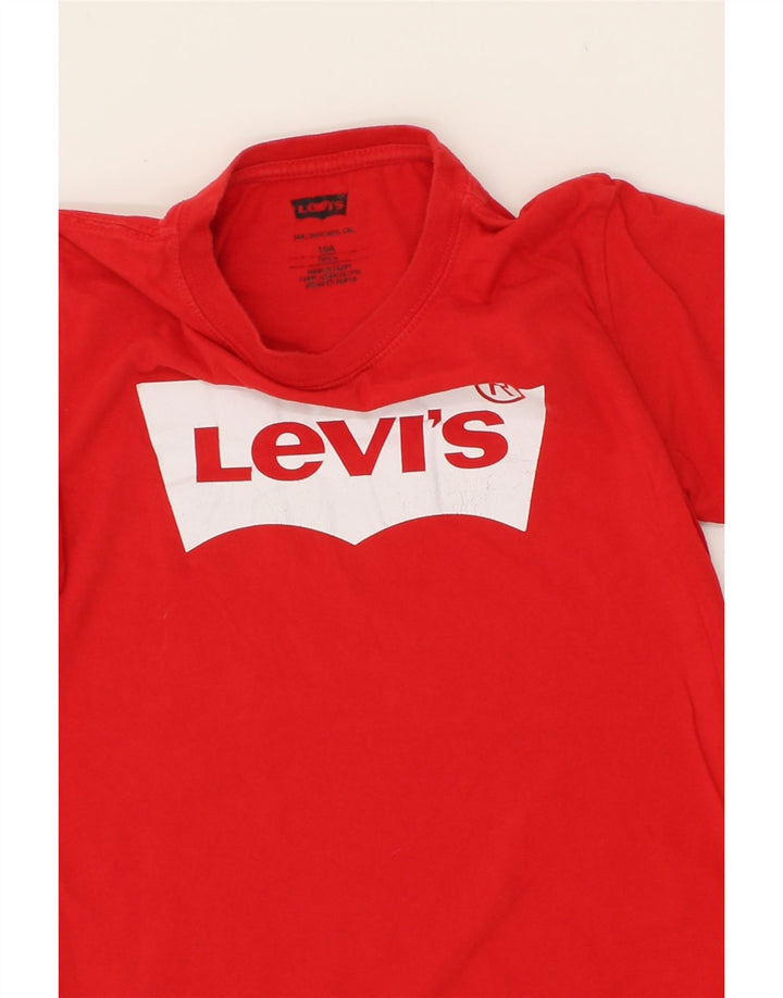 LEVI'S Boys Graphic T-Shirt Top 9-10 Years Red Cotton Vintage Levi's and Second-Hand Levi's from Messina Hembry 