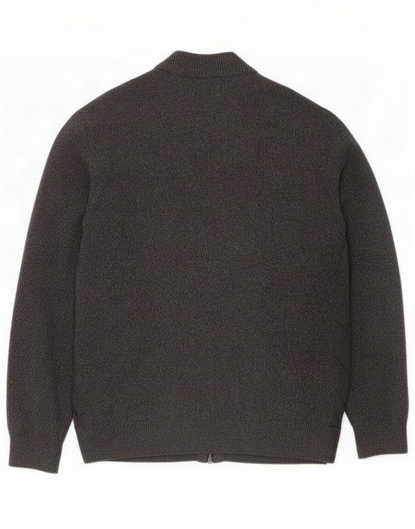 Maglione cardigan da uomo Barbour in lana grigia grande