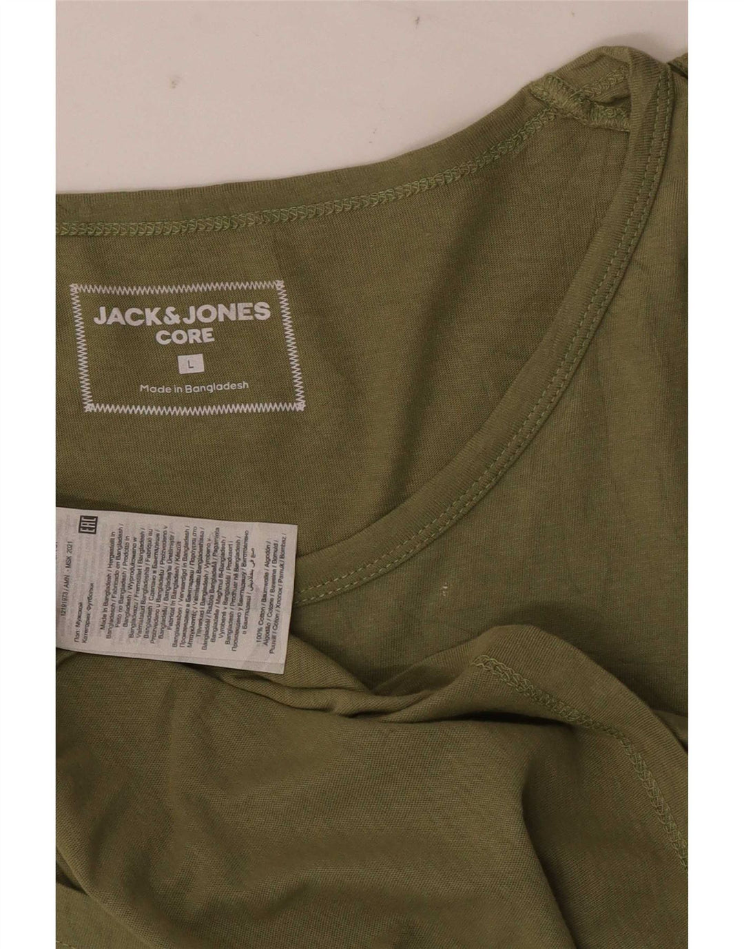Jack & Jones Mens Graphic Vest Top Large Green Cotton