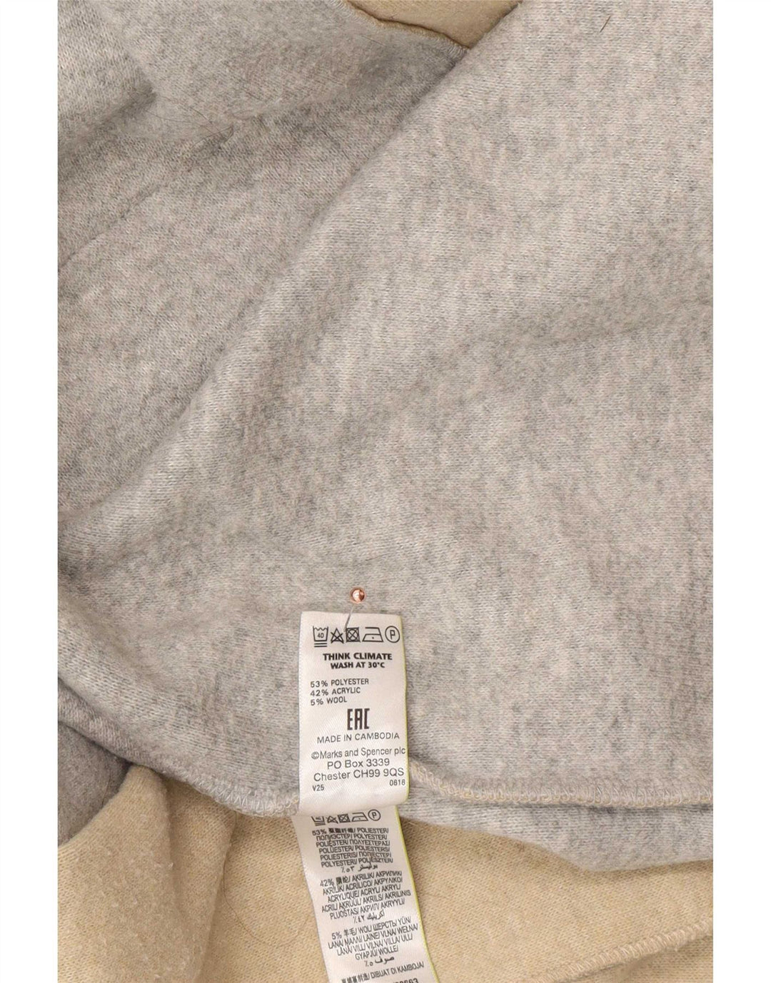 Sobretudo aberto feminino Marks & Spencer UK 14 poliéster cinza médio