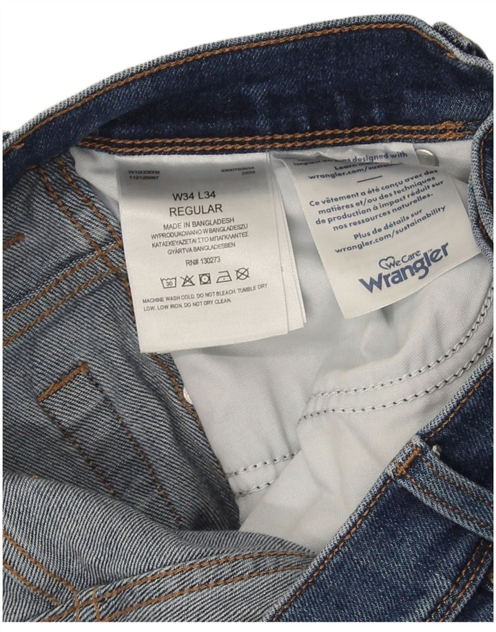Wrangler Mens Straight Jeans W34 L34 Blue Cotton