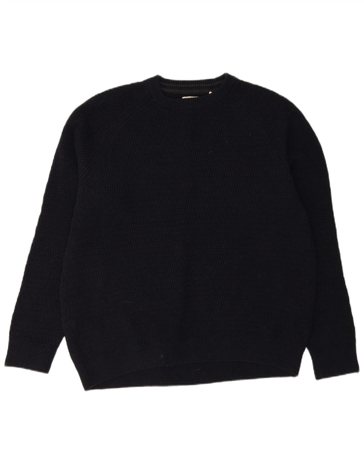 Suéter masculino FAT FACE com ajuste regular e gola redonda XL azul marinho de algodão