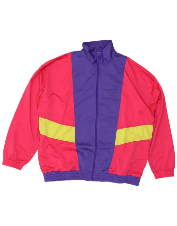 Giacca da tuta da uomo vintage 2XL Poliestere color block rosso
