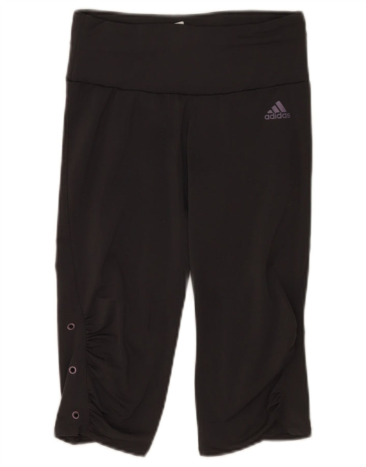 Adidas Womens Capri Leggings UK 12 Medium Black Polyester Sports
