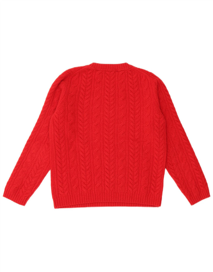 Tommy Hilfiger Womens Crew Neck Jumper Sweater UK 12 Medium Red Wool