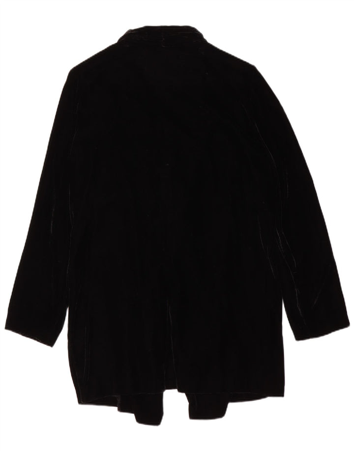 Sasha Womens Open Velour Blazer Jacket UK 14 Large Black Viscose