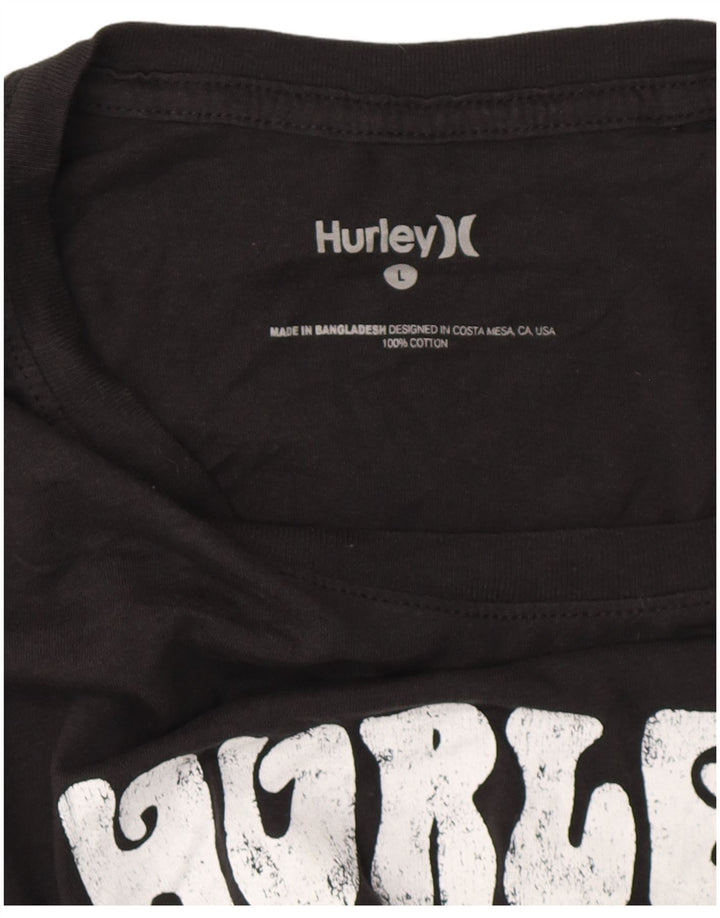 HURLEY Mens Graphic T-Shirt Top Large Black Cotton