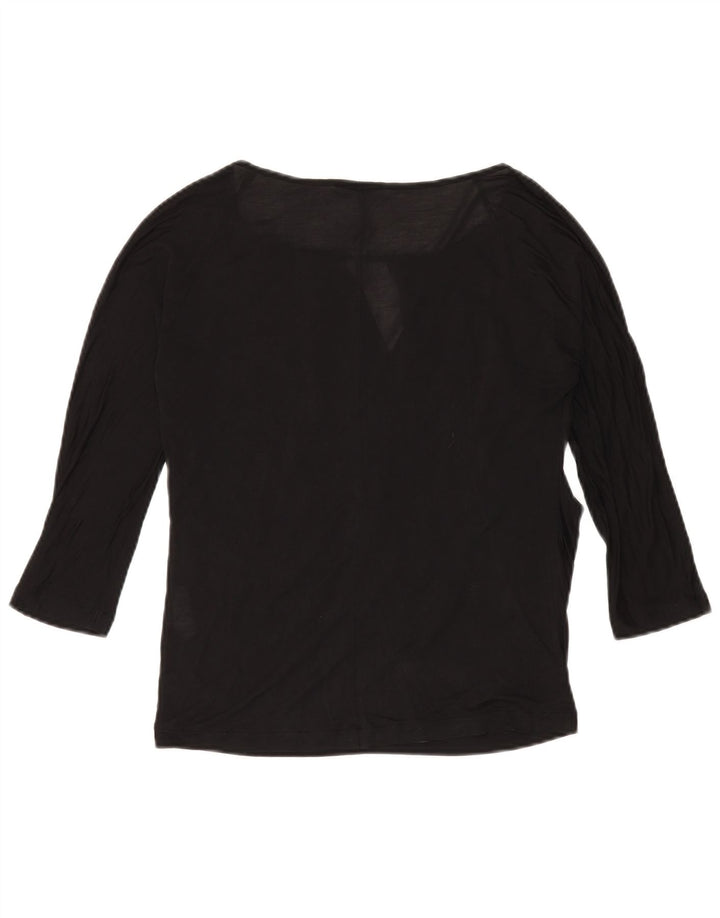Max & Co. Damen-Top, 3/4-Ärmel, UK-Größe 14, Mittelschwarz, Seide
