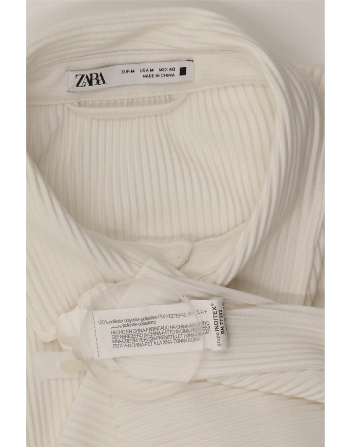 ZARA Mens Short Sleeve Shirt Medium White Polyester Vintage Zara and Second-Hand Zara from Messina Hembry 
