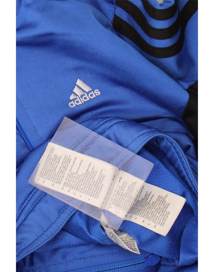 Adidas Boys Tracksuit Top Jacket 7-8 Years Blue Colourblock Polyester