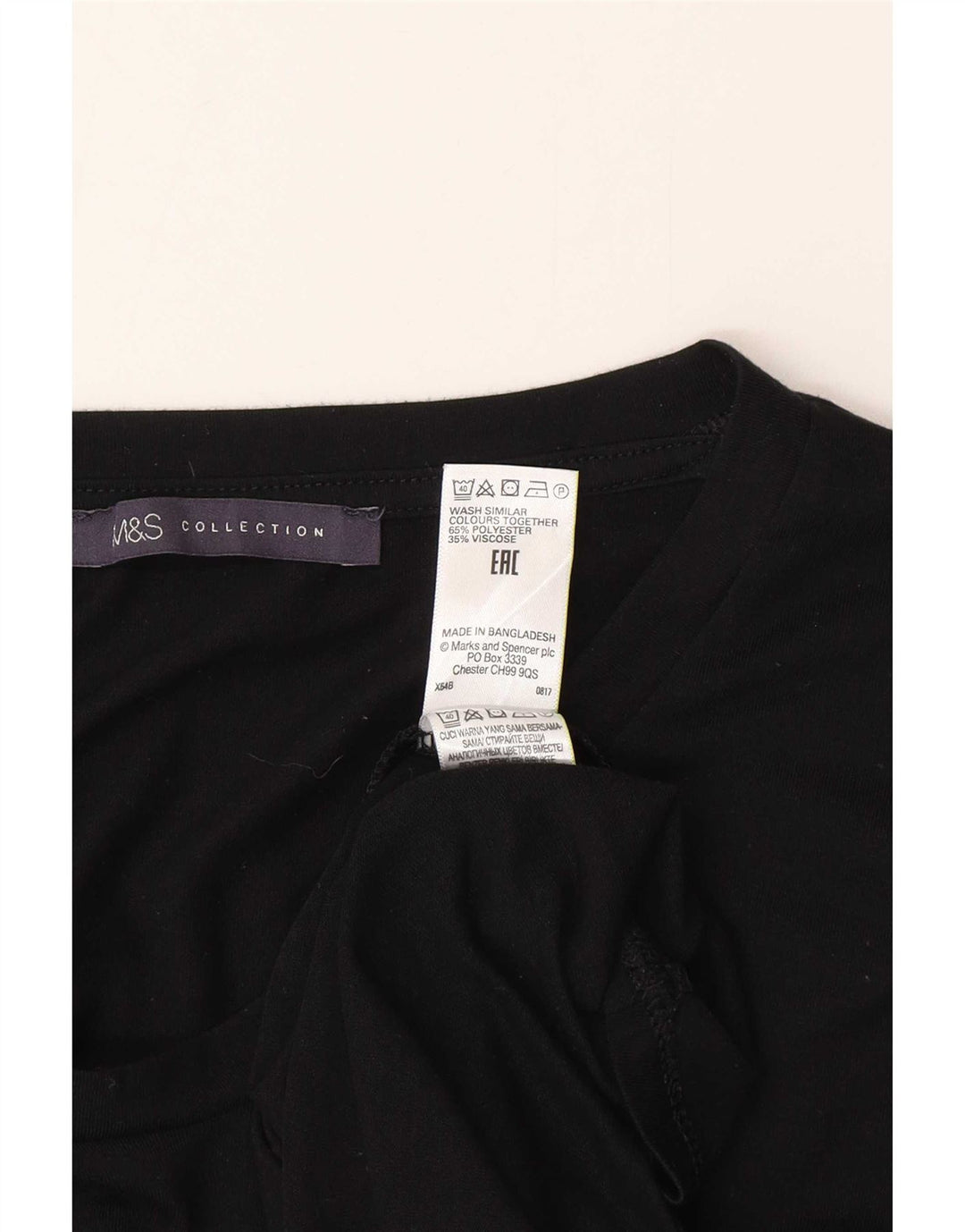 Marks & Spencer Top da donna a maniche lunghe UK 10 Small Nero Poliestere