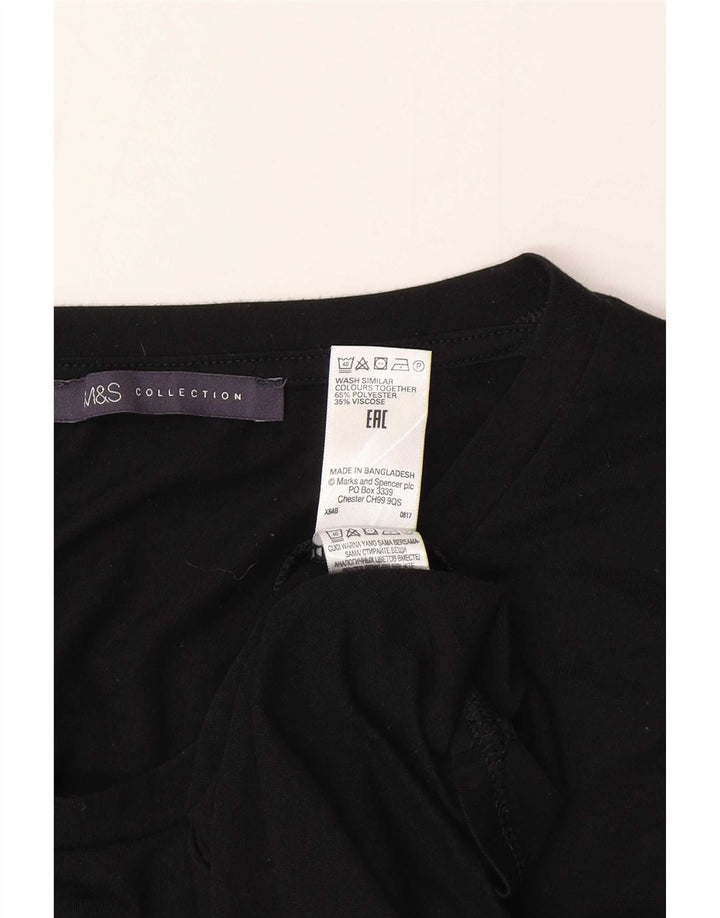 Marks & Spencer Top da donna a maniche lunghe UK 10 Small Nero Poliestere