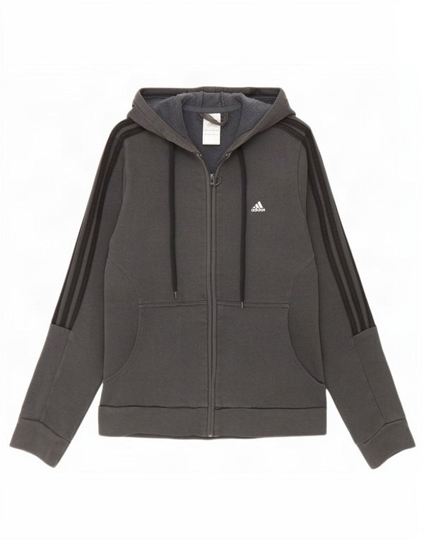 Maglione con cappuccio e zip da donna Adidas UK 14 Cotone grigio medio