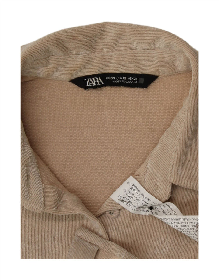 Zara Womens Oversized Corduroy Shirt UK 6 XS Beige Polyester