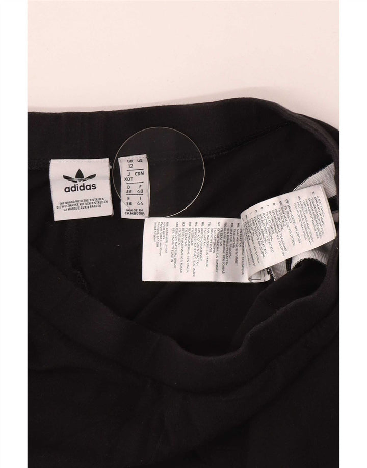 Adidas Dame Grafiske Leggings UK 12 Medium Sort Bomuld