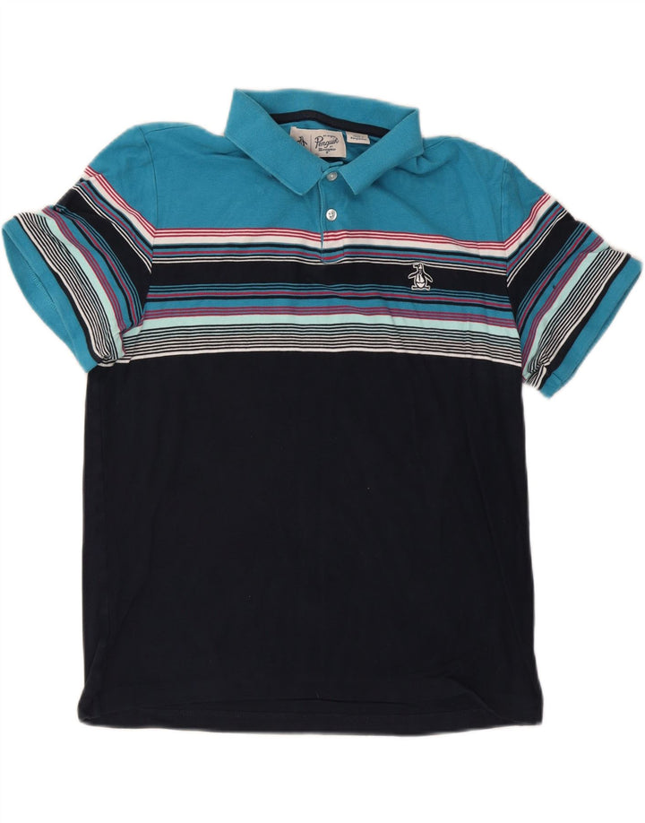 PENGUIN Mens Polo Shirt Large Multicoloured Striped Vintage Penguin and Second-Hand Penguin from Messina Hembry 