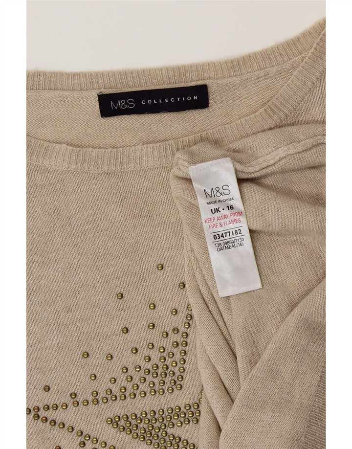 MARKS & SPENCER Womens Boat Neck Jumper Sweater UK 16 Large  Grey