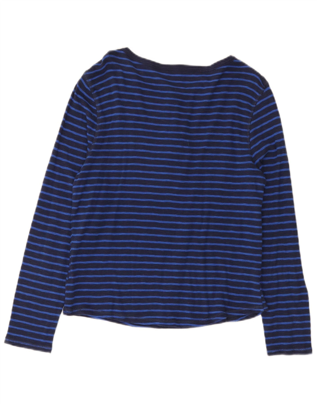 Marks & Spencer Womens Top Long Sleeve UK 14 Medium Navy Blue Striped