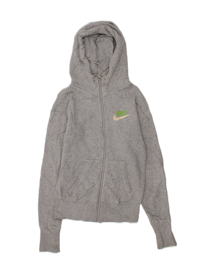 NIKE Womens Zip Hoodie Sweater UK 10 Small Grey Cotton Vintage Nike and Second-Hand Nike from Messina Hembry 
