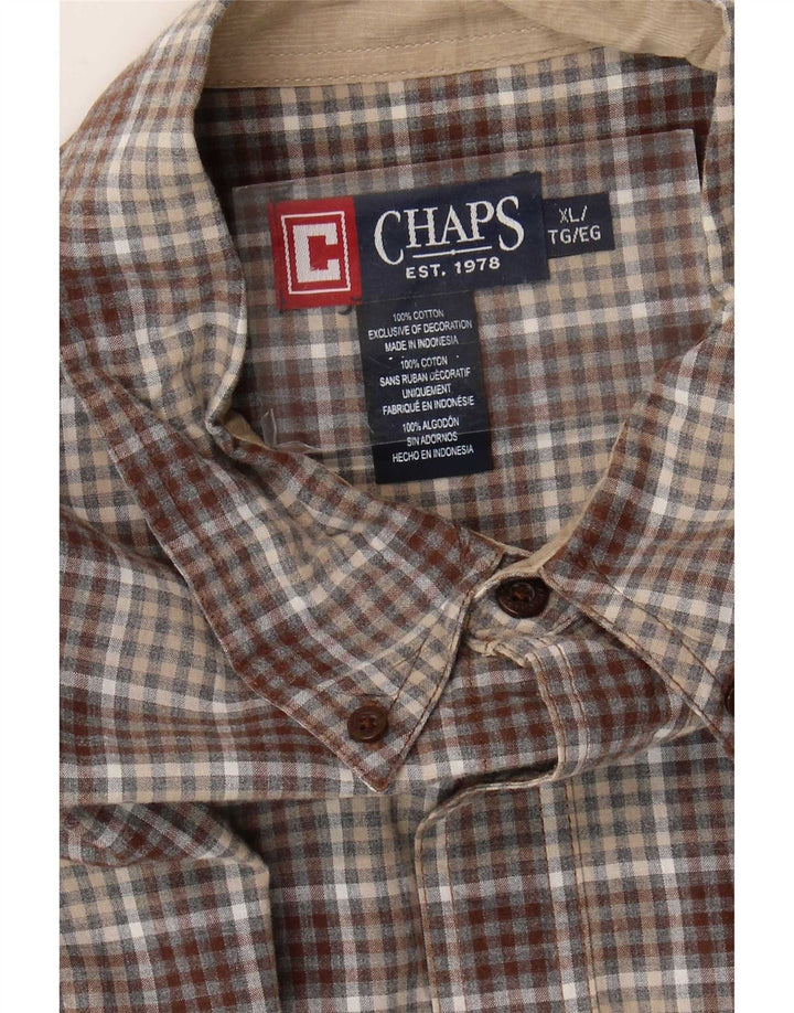 Chaps Herrenhemd XL, braun kariert, Baumwolle