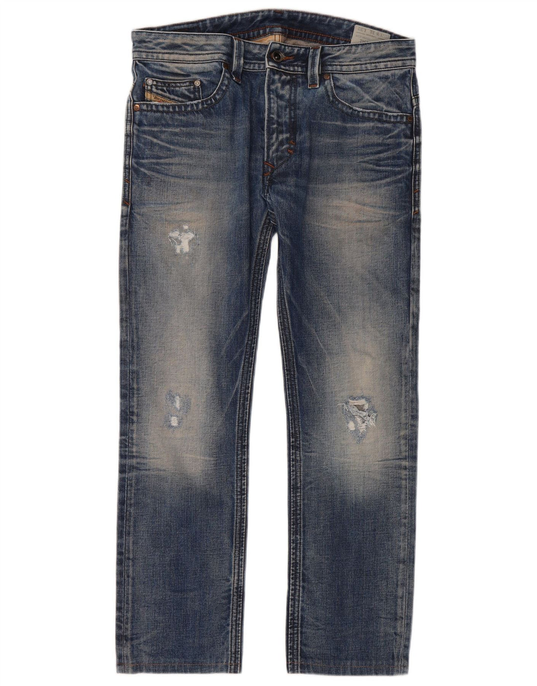Diesel Mens Thavar Distressed Straight Jeans W31 L27 Blue