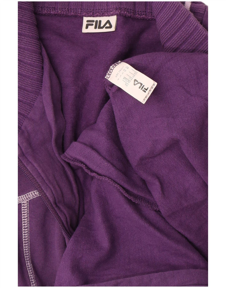 Fila Womens Tracksuit Top Jacket UK 16 Large Purple Cotton