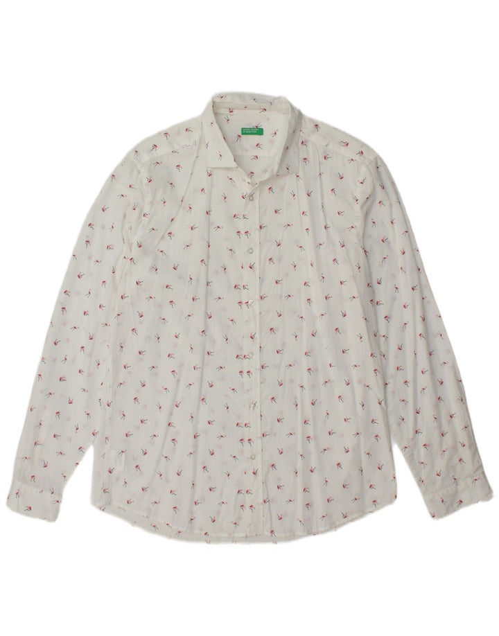 BENETTON Herre Flamingo skjorte Medium Off White Bomuld