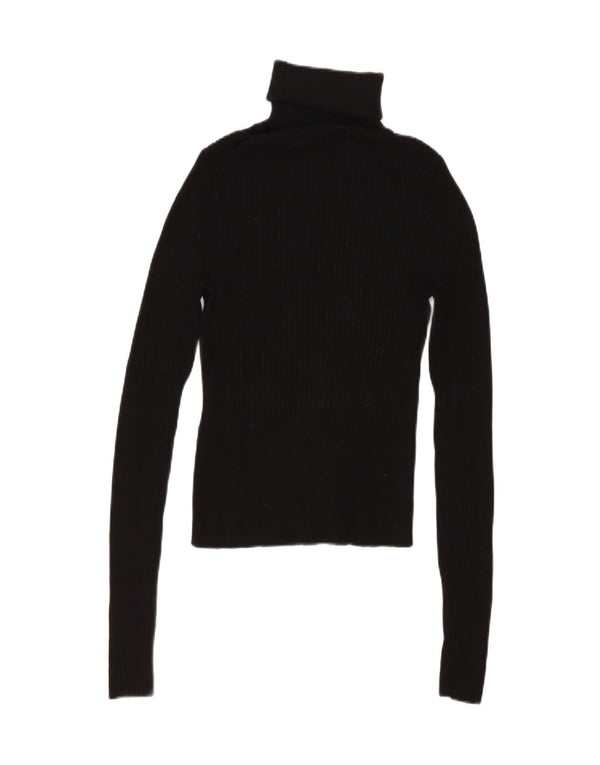 Zara Damen Crop Rollkragenpullover Pullover UK 8 Small Schwarze Viskose