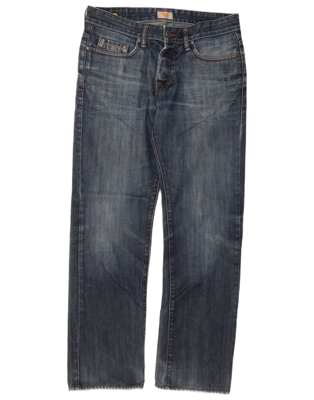 Hugo Boss Mens Straight Jeans W33 L32 Blue Cotton