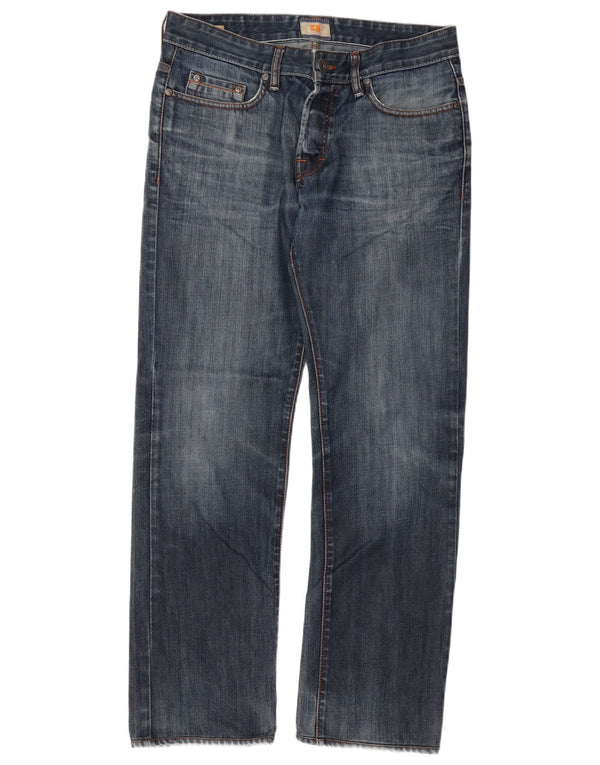 Hugo Boss Straight Jeans til mænd W33 L32 blå bomuld