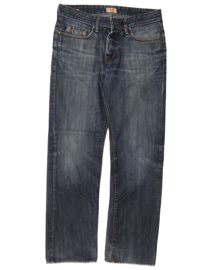 Hugo Boss Mens Straight Jeans W33 L32 Blue Cotton