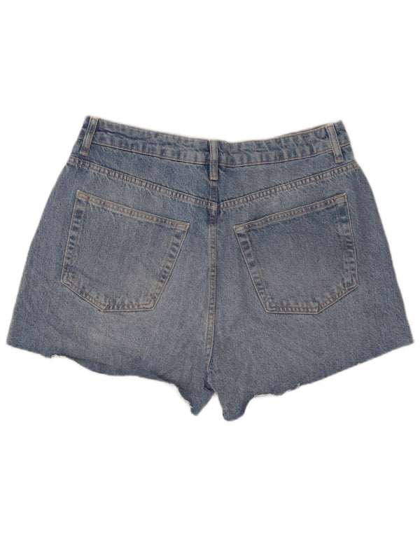 Topshop Womens Distressed High Waist Denim Shorts UK 14 Large W32 Blue