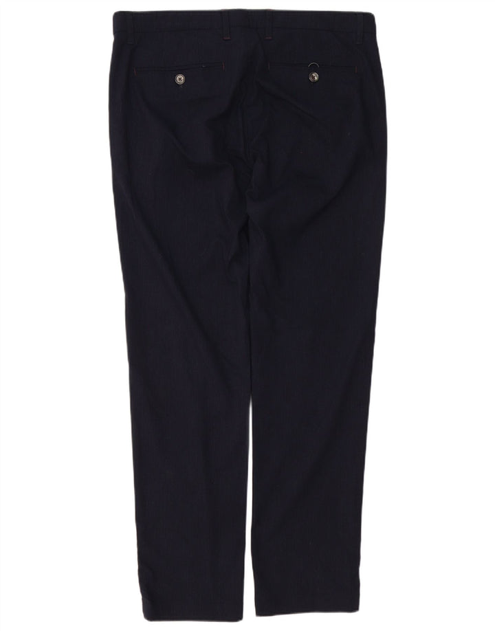 Ted Baker Herre Slim Chino Bukser W34 L32 Navy Blue Pinstripe Polyester