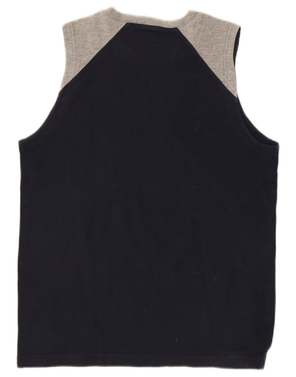 Champion Mens Graphic Vest Top Small Navy Blue Colourblock Cotton