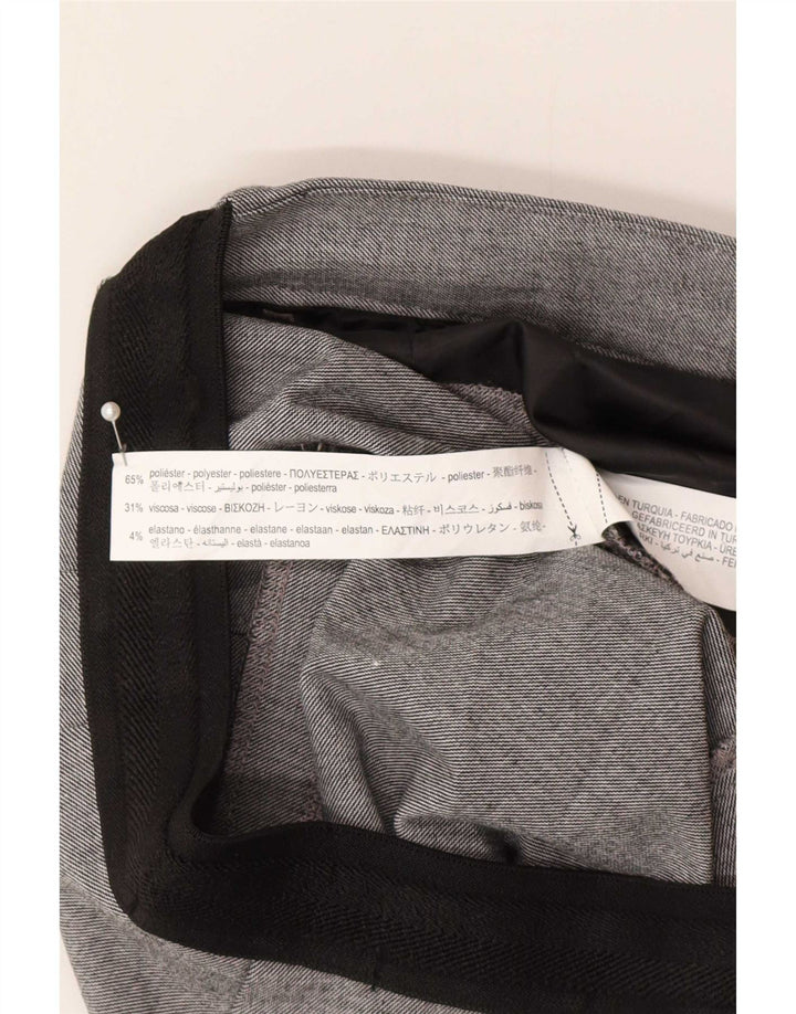 Zara Womens Tapered Chino Trousers Medium W30 L28 Grey Check Polyester