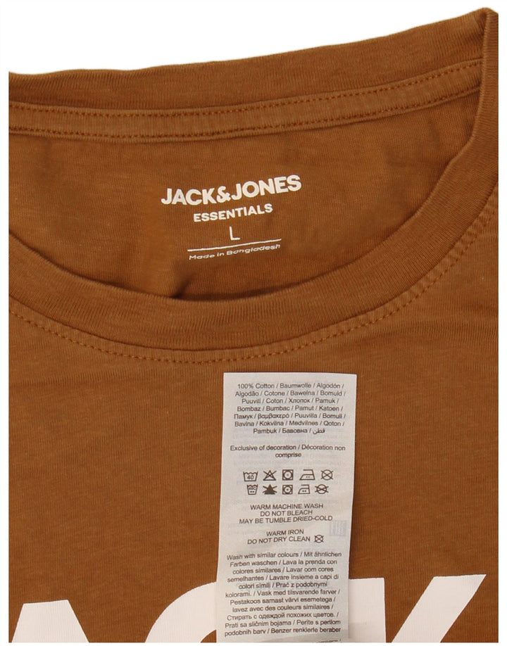 JACK & JONES Womens Graphic T-Shirt Top Large Brown Cotton